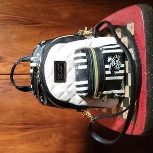 BETSEY JOHNSON blk&wht mini backpack/cross body bag